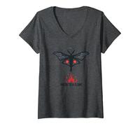 Moth to a Flame: Mystical Nocturnal Attraction V-Neck T-Shirt, Women, Dark Heather Grey, XXL