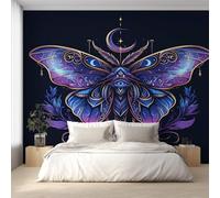 Moth Wallpaper for Living Room, Psychedelic Butterfly Wall Mural for Bedroom 130x80 cm, Non-Woven Photo Wallpaper, Home Decor D&O63
