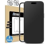Mothca Matte Screen Protector for iPhone 15 plus (2+2 Pack), 2pcs matt Tempered Glass films + 2pcs Camera Lens Protector, Anti-Glare & Anti-Fingerprint,(6.7 inch,2023)