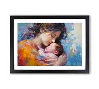 Mother and Baby Contemporary Framed Print | A2 Black Framed Wall Art | Ready to Hang | Contemporary Nature Picture | Living Room Bedroom Lounge Office