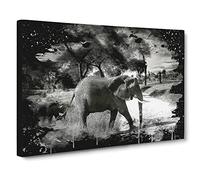 Mother and Baby Elephant No.1 Modern CB Canvas Print | Gallery Wrapped 30mm Frame Wall Art | 24x16 inches | Ready to Hang | Modern Animals Picture | Living Room Bedroom Lounge Office
