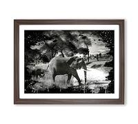 Mother and Baby Elephant No.1 Modern CB Framed Print | A3 Walnut Framed Wall Art | Ready to Hang | Modern Animal Picture | Living Room Bedroom Lounge Office