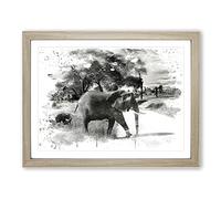 Mother and Baby Elephant No.1 V3 Modern Framed Print | A2 Oak Framed Wall Art | Ready to Hang | Modern Animal Picture | Living Room Bedroom Lounge Office