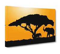 Mother and Baby Elephant No.4 Canvas Print | Gallery Wrapped 30mm Frame Wall Art | 20x14 inches | Ready to Hang | Modern Animals Picture | Living Room Bedroom Lounge Office