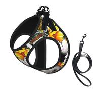 mother and baby elephant sunflowers print Dog Harness, 2X Buckle,Dog Vest,No Pulling Front Leash Clip,for Small Medium Dogs
