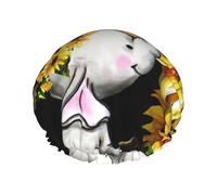 Mother And Baby Elephant Sunflowers Print Shower Essentials Bonnet For Women, Large Washable Elastic Band Bath Hair Wrap Shower Cap