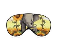Mother and Baby Elephant Sunflowers Sleep Mask for Women Men Side Sleeper Eye Cover with Adjustable Strap Soft Breathable Blackout Mask Slip-Free Deep Sleeping Travel Essentials