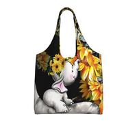 Mother And Baby Elephant Sunflowers Stylish Canvas One-Shoulder Commuter Bag-Suitable For Daily Use And Urban Exploration