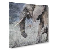 Mother And Baby Elephant Vol.1 Canvas Print | Gallery Wrapped 30mm Frame Wall Art | 14x14 inches | Ready to Hang | Modern Animals Picture | Living Room Bedroom Lounge Office