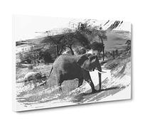 Mother and Baby Elephant Vol.1 V1 Canvas Print | Gallery Wrapped 30mm Frame Wall Art | 20x14 inches | Ready to Hang | Modern Animals Picture | Living Room Bedroom Lounge Office