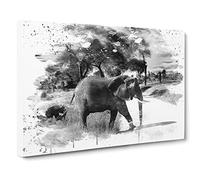 Mother and Baby Elephant Vol.1 V4 Canvas Print | Gallery Wrapped 30mm Frame Wall Art | 24x16 inches | Ready to Hang | Modern Animals Picture | Living Room Bedroom Lounge Office