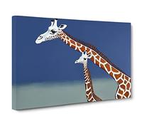 Mother And Baby Giraffe Canvas Print | Gallery Wrapped 30mm Frame Wall Art | 30x20 inches | Ready to Hang | Contemporary Animals Picture | Living Room Bedroom Lounge Office