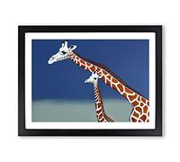 Mother And Baby Giraffe Framed Print | A4 Black Framed Wall Art | Ready to Hang | Modern Animal Picture | Living Room Bedroom Lounge Office