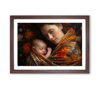 Mother and Baby Photograph 8K Framed Print | A2 Walnut Framed Wall Art | Ready to Hang | Modern Nature Picture | Living Room Bedroom Lounge Office