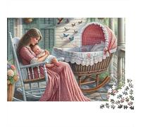 Mother And Baby Porch Scene 1000pc Thick Cardboard Jigsaw Puzzle for Stress Relief Seekers Christmas Gathering Home Decor Home Leisure Time Social Icebreaker 38x26cm/1000pcs