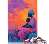 Mother And Child African Art Painting Puzzle Unique Home Decor 100 Percent Recycled Cardboard Jigsaw Puzzle for Adult Children's Day Gifts 500pcs (52x38cm)