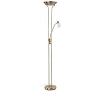Mother and Child Floor Lamp - LED Uplighter with Adjustable Reading Light - Independant on Off Switches - Modern Floor Standing Lamp for Living Room Lighting - Complete with LED Bulbs (Antique Brass)