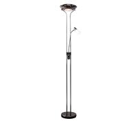 Mother and Child Floor Lamp - LED Uplighter with Adjustable Reading Light - Independant on Off Switches - Modern Floor Standing Lamp for Living Room Lighting - Complete with LED Bulbs (Black Chrome)