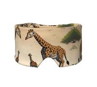 Mother and Child Giraffe Adjustable Sleep Eye mask and Earmuffs, Unisex Side Sleeping Headband (26.8 * 4.3 inches), Indoor and Outdoor Travel Yoga Comfort Cover,