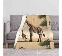 Mother and child giraffe Blanket.Thickened Plush Fleece Throw Blanket Full-Print 60x50in Velvet Soft Bed Sofa Cover.