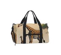Mother and Child Giraffe Duffel Bag with Shoe Compartment - Lightweight Water-Resistant Holdall Gym Bag with Built-in Wet and Dry Separation Pouch