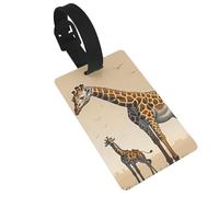 Mother and Child Giraffe Luggage Tags for Suitcases - Durable PVC ID Tags with Detachable Straps for Travel, Backpack, Golf Bag, Anti-Loss