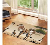Mother and child giraffe Pet Absorbent Leather Tablecloth 40x60cm with Non-Slip Rubber Base for Cats and Dogs