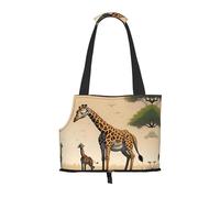 Mother and Child Giraffe Printed pet Shoulder Bag, Suitable for Small Dogs and Cats, Shopping and Travel Dual-Purpose Bag