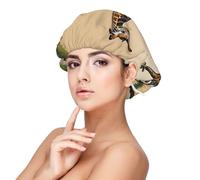 Mother and Child Giraffe Satin Bonnet Silk Bonnet Hair Bonnet for Sleeping-Slouchy Beanie Hat Satin Sleep Cap for Women's Natural & Curly Hair