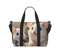 Mother And Child Rats Hand Travel Bag. For Men And Women. Durable Material And Stylish Design, Suitable For Business And Leisure Travel., Black, One Size