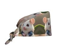 Mother and Child Rats Printed Breathable Work hat - Sweat-Absorbent Band Design, Suitable for Men and Women, Black