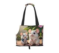 Mother and Child Rats Printed Pet Shoulder Bag, Specially Designed for Small Dogs and Cats, Multifunctional Shoulder and Handbag