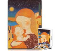 Mother And Child Under Starry Sky Jigsaw for Adults 1000 Pieces Focus Building Educational Activity for Festive Occasions Size 50x75cm