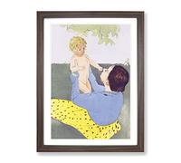 Mother And Child Vol.3 By Mary Cassatt Classic Painting Framed Print | A2 Walnut Framed Wall Art | Ready to Hang | Classic Historical Picture | Living Room Bedroom Lounge Office