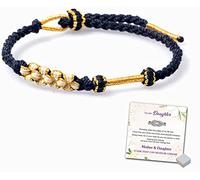 Mother and Daughter A Link That Can Never Be Undone Peach Blossom Knot Bracelet, to My Daughter Bracelet from Mom, Adjustable Braided Bracelets for Women, Little Girls Jewelry (Black)