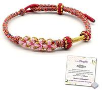 Mother and Daughter A Link That Can Never Be Undone Peach Blossom Knot Bracelet, to My Daughter Bracelet from Mom, Adjustable Braided Bracelets for Women, Little Girls Jewelry (Red)