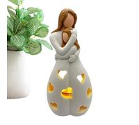 Mother And Daughter Candle Holder Statue, Resin Figure Holder With Flickering Led Candle, Mother's Day Candle Holder, For Mum/Mummy From Daughter Son