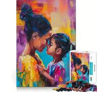 Mother And Daughter Embrace 1000 Piece Jigsaws for Teenagers Puzzle DIY Fun Bright Hue Pattern Build Wall Accent (50x75cm)