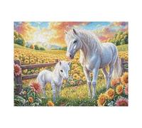 Mother And Foal at Golden Hour 500 Piece Jigsaw Puzzle for Adults Jigsaw Weekend Chill Out Activity Challenging Colourful Puzzle for Friends 500 PCS
