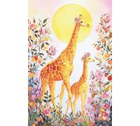 Mother & Baby Giraffe: A Boho Watercolor Journal with a Garden of Abundance