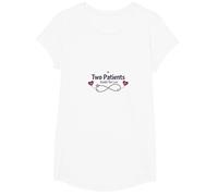 Mother Baby Nurse: Two Patients Double The Love Heartbeat T-Shirt, Girls, White, Small