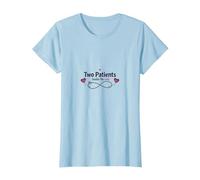 Mother Baby Nurse: Two Patients Double The Love Heartbeat T-Shirt, Women, Baby Blue, XS