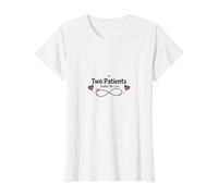 Mother Baby Nurse: Two Patients Double The Love Heartbeat T-Shirt, Women, White, XL