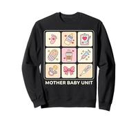 Mother Baby Unit Kawaii Medical Icon Grid Postpartum Nurse Sweatshirt