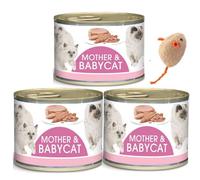 Mother & Babycat Ultra Soft Mousse 3 x 195g. with Toy for Kitten