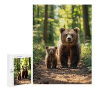 Mother Bear And Cub in Forest - Adult Picture Puzzle, 500 PCS, Festive Gift for Adults, for Mindful Indoor Entertainment