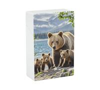Mother Bear and Cubs Cigarette Case - Portable Cigarette Box Lightweight Holder Case for Travel Waterproof Plastic Cigarettes Boxes Pocket Size Storage Box for 20 Cigarettes