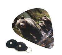 Mother Bear And Her Cubs 6 Pack Guitar Picks With Holder, Personalized Guitar Plectrums Non-Slip Portable Ukulele Bass Picks 0.71mm For Acoustic Guitar Lovers Gifts