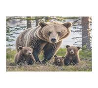 Mother Bear and Her Cubs Area Rug for Entryway Washable Rugs with Non Slip Rubber Backing for Kitchen Soft Stain Resistant Small Carpet for Bedroom Bathroom Floor Decor