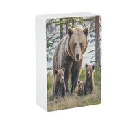 Mother Bear and Her Cubs Cigarette Case Stylish Lightweight Pocket Holder Case for Smoke Waterproof Cigarette Dispenser Cigarettes Accessories for Outdoor Camping Hiking